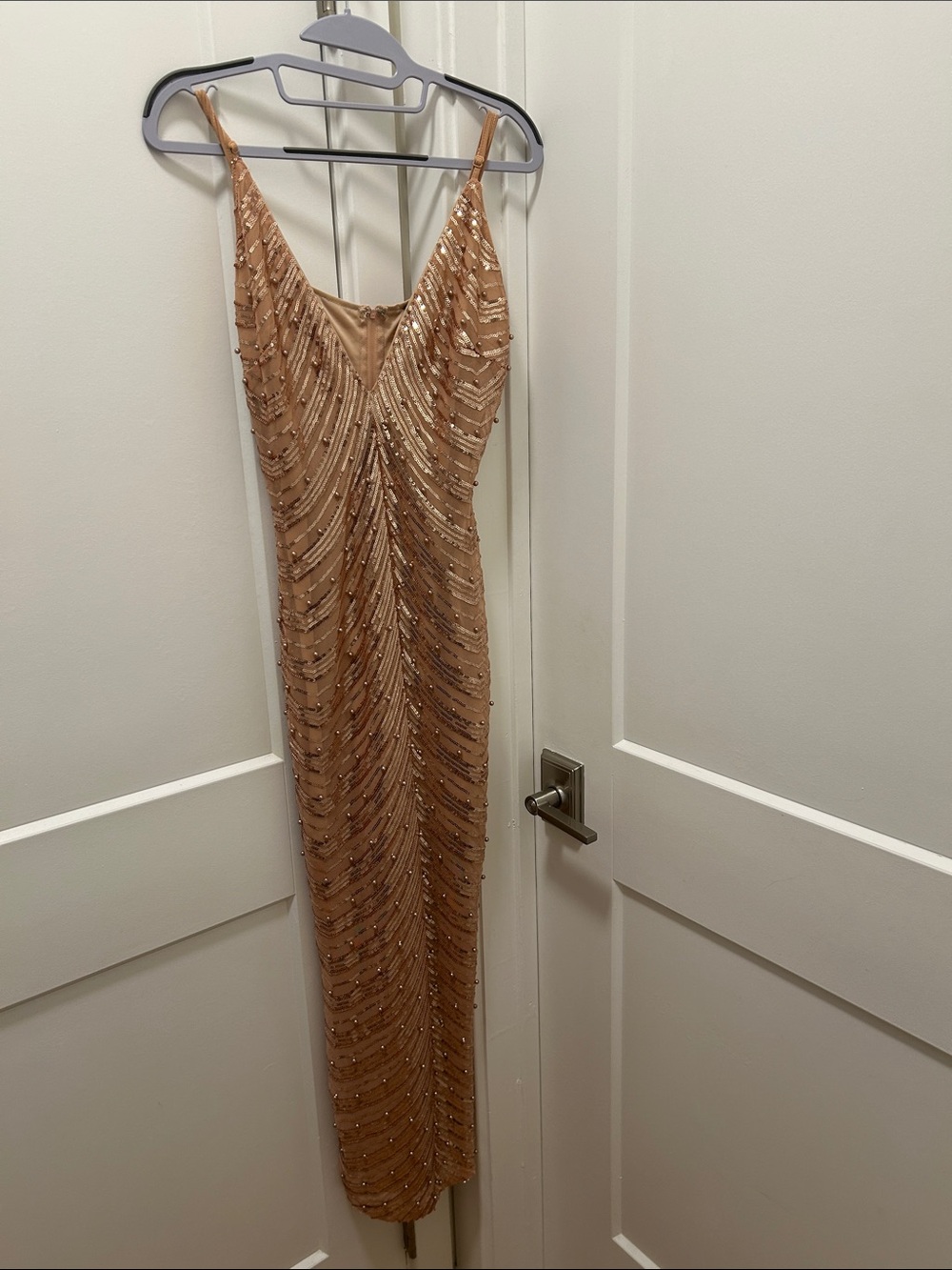 Windsor Champagne Sequin Strapless Slip Dress
